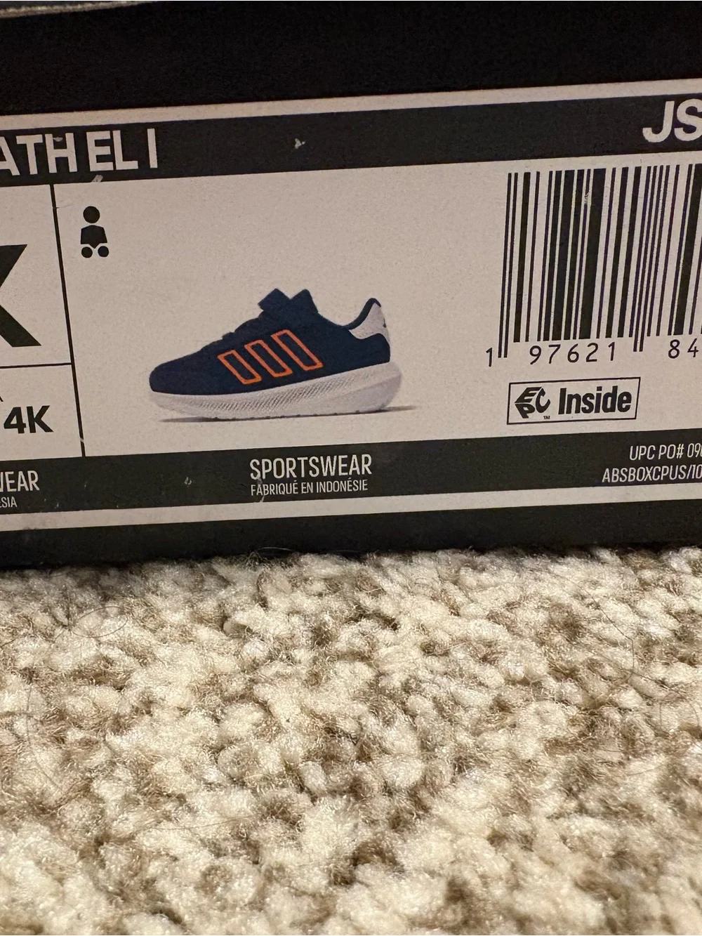 adidas Navy and Orange Kids Velcro Mesh Sneakers